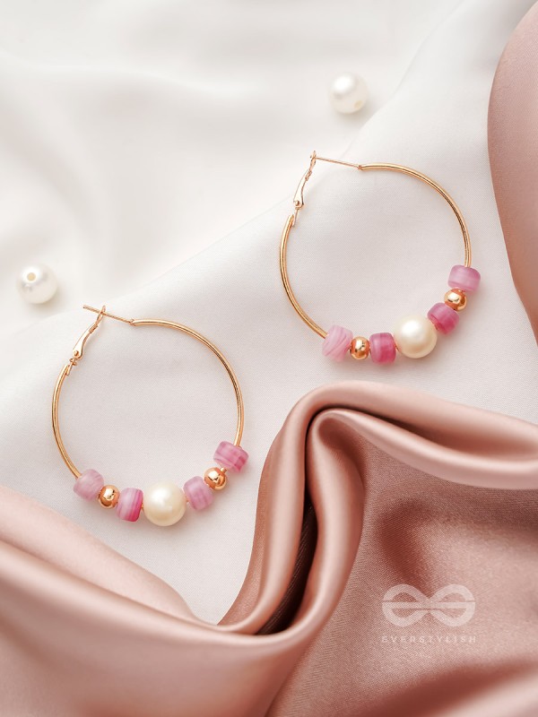 The Coral Ring- Golden Embellished Hoop Earrings