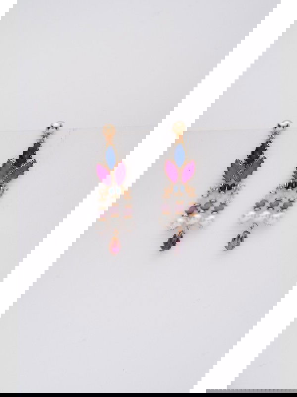 The Purple Heart- Golden Embellished Earrings