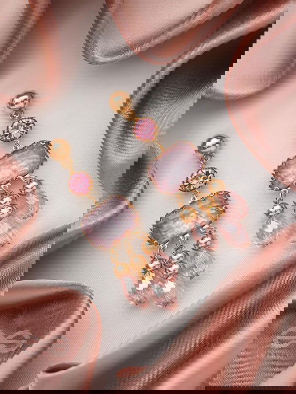 The Drip Painting- Golden Embellished Earrings