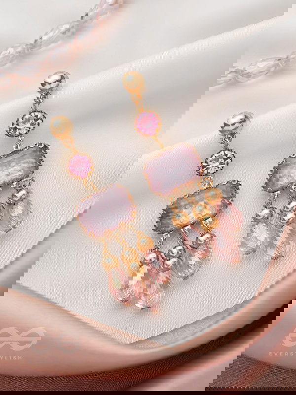 The Drip Painting- Golden Embellished Earrings