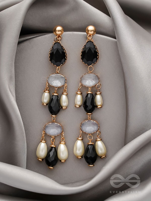 The Glazy Cascade- Golden Embellished Earrings