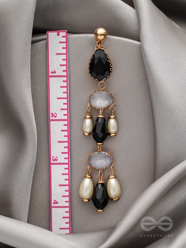The Glazy Cascade- Golden Embellished Earrings