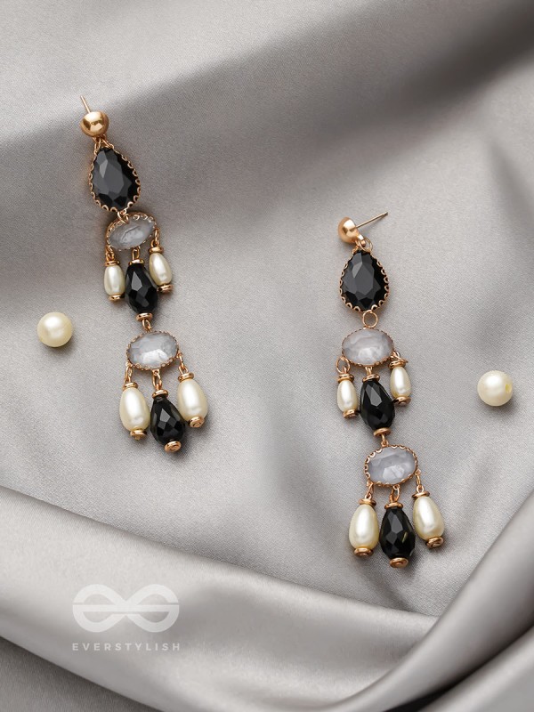 The Glazy Cascade- Golden Embellished Earrings