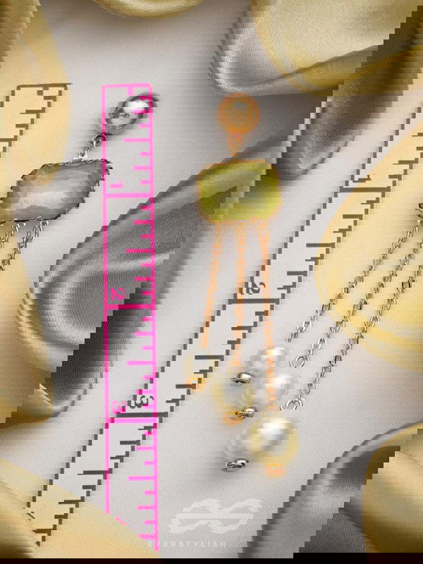 The Jade Drops- Golden Embellished Earrings