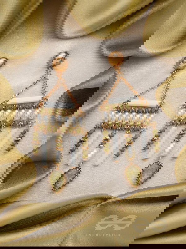 The Mayan Temple- Golden Embellished Earrings