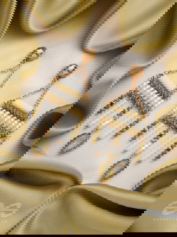 The Mayan Temple- Golden Embellished Earrings