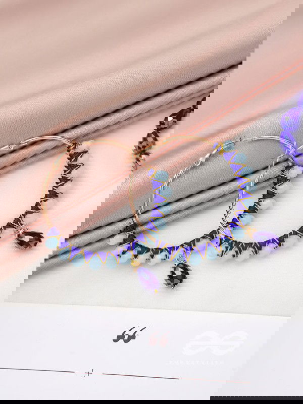 Half Moon Bay - Golden Embellished Earrings (Navy Blue)