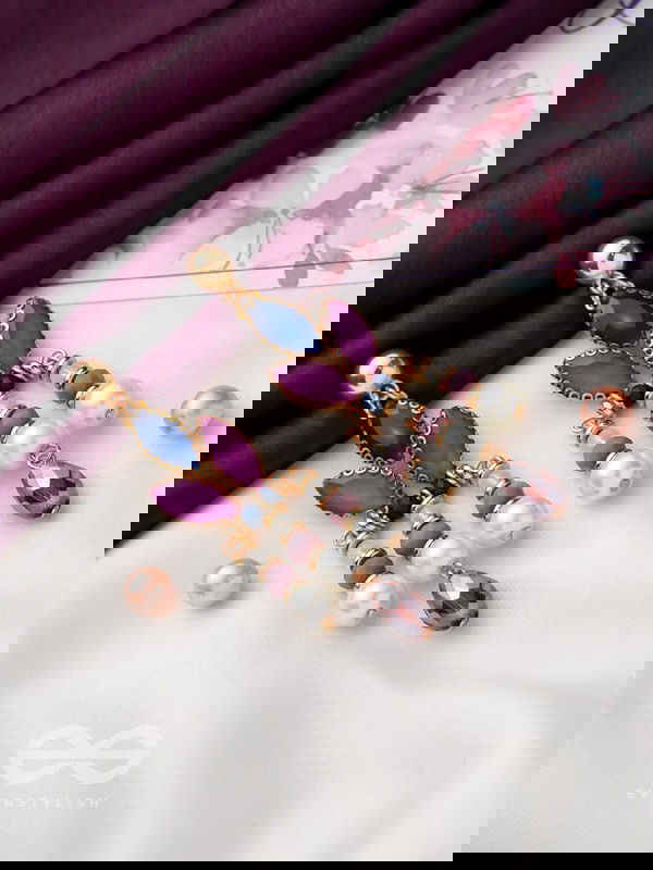 The Purple Heart- Golden Embellished Earrings