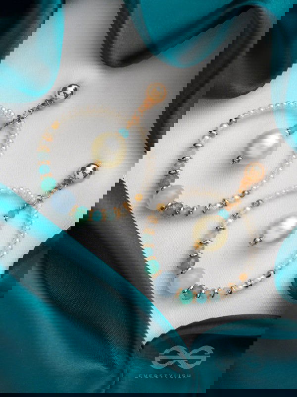 The Blue Moon- Golden Embellished Earrings