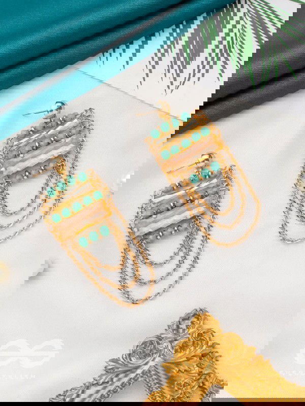 The Marigold Vines- Golden Embellished Earrings