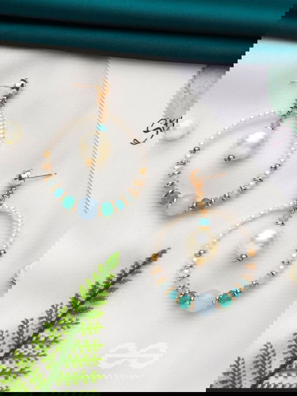 The Blue Moon- Golden Embellished Earrings