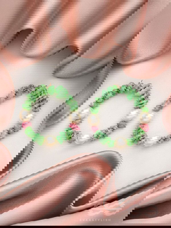 The Green Spirit- Golden Embellished Earrings