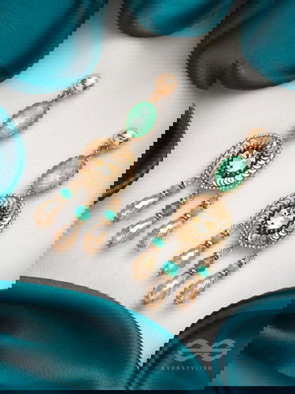 The Tuscan Sun- Golden Embellished Earrings