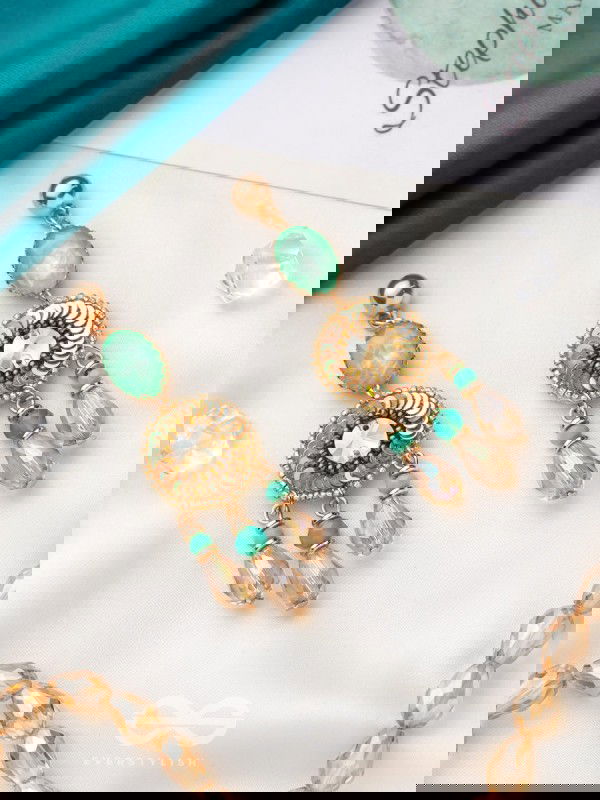 The Tuscan Sun- Golden Embellished Earrings