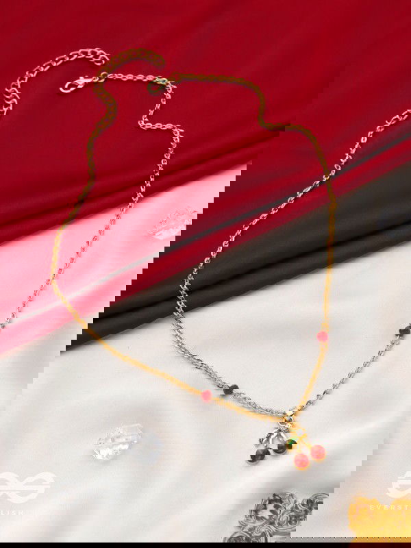 Cherry On The Cake- Golden Embellished Necklace With Anti-Tarnish Coating 