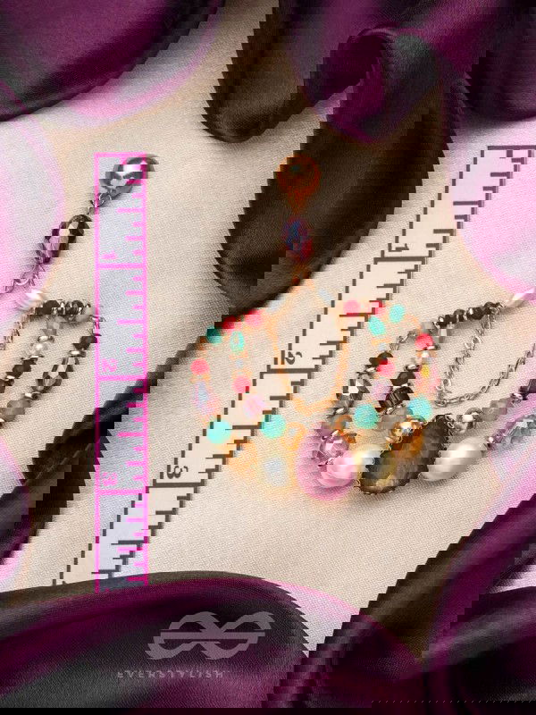 The Jazzy Rainbow- Golden Pearls and Stone Earrings