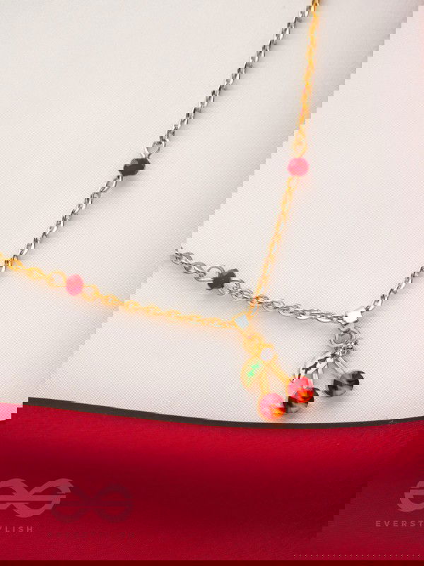Cherry On The Cake- Golden Embellished Necklace With Anti-Tarnish Coating 