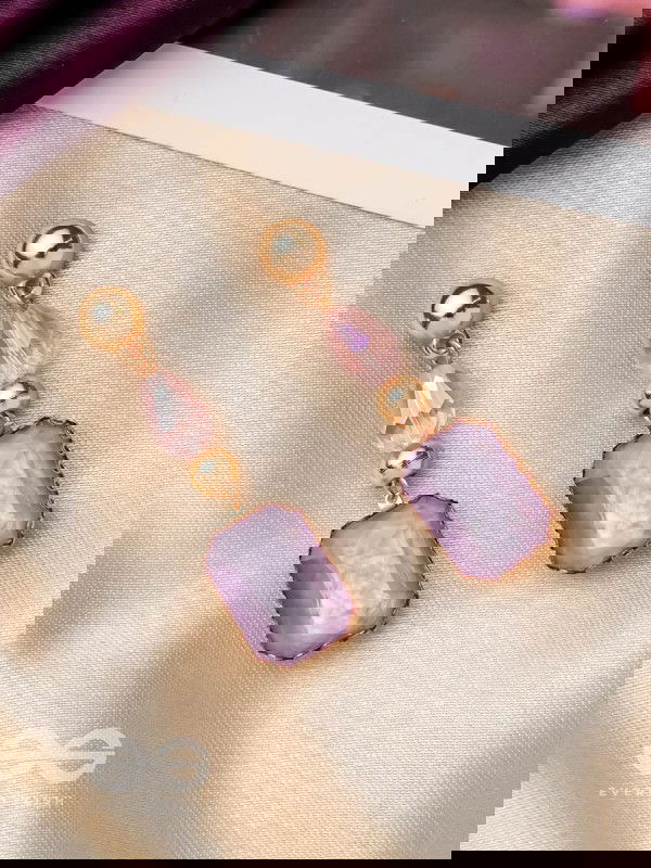 The Violet Mist- Golden Embellished Earrings