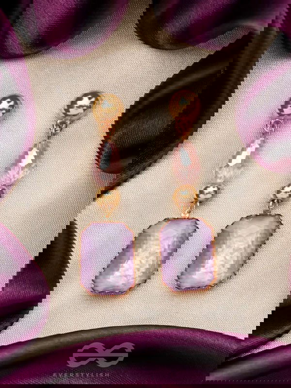 The Violet Mist- Golden Embellished Earrings