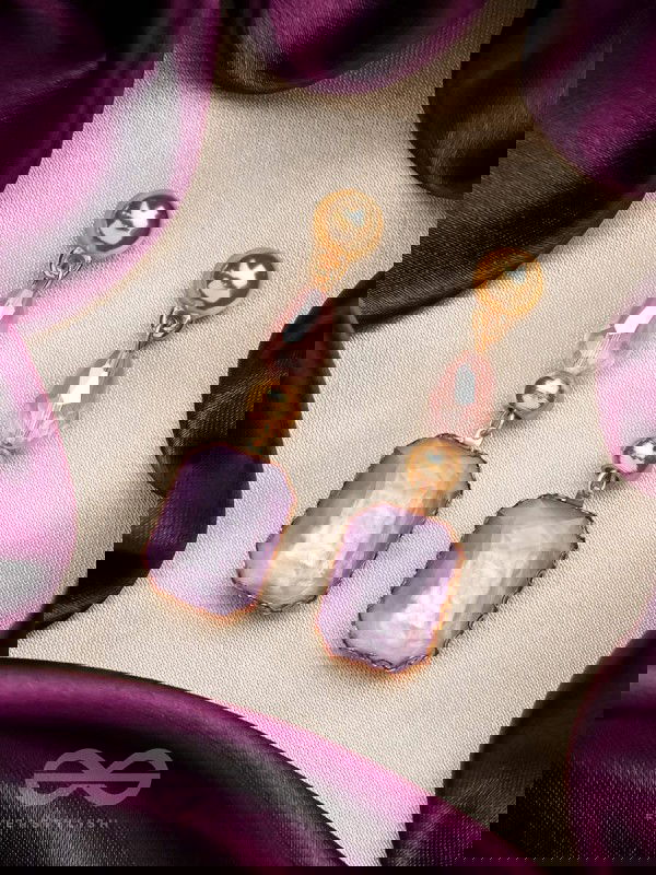 The Violet Mist- Golden Embellished Earrings
