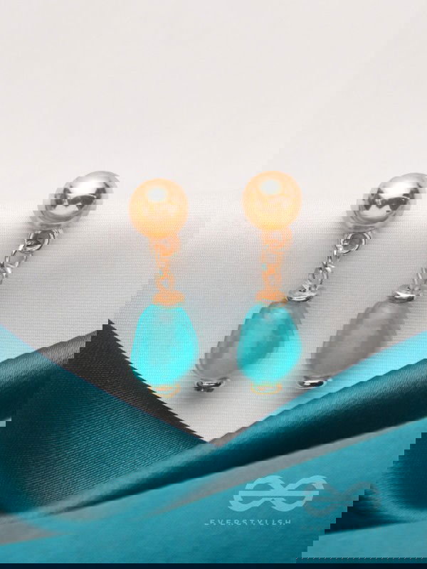 Sea n Sky- Golden Embellished Earrings