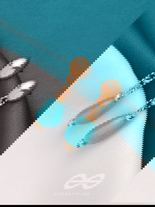 Sea n Sky- Golden Embellished Earrings