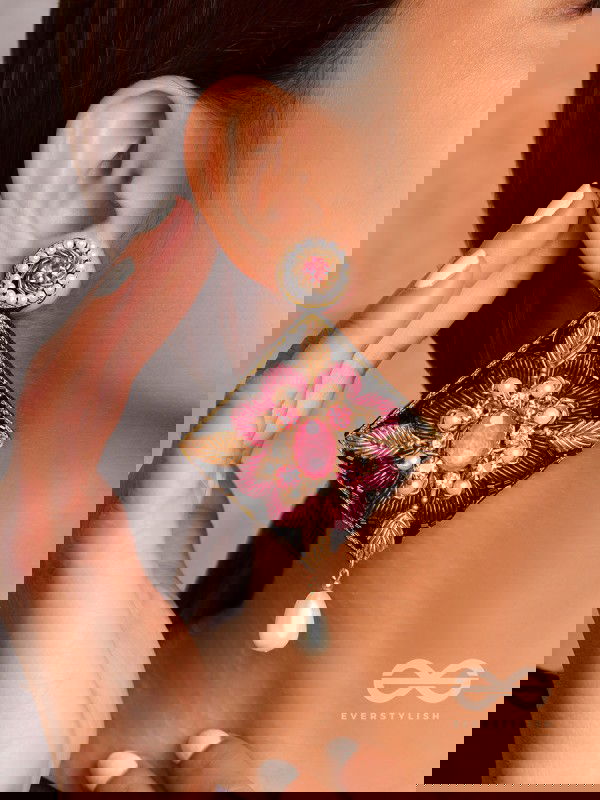 Kisalaya- The Delicate Bloom- Pearls and Stones Embroidered Earrings