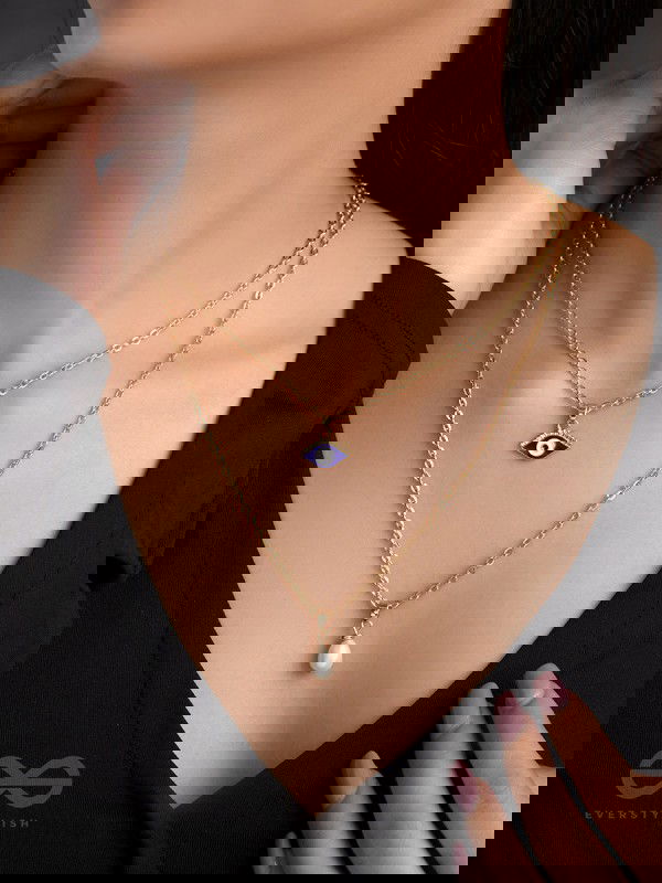 The Eye Candy- Golden Embellished Necklace With Anti-Tarnish Coating 