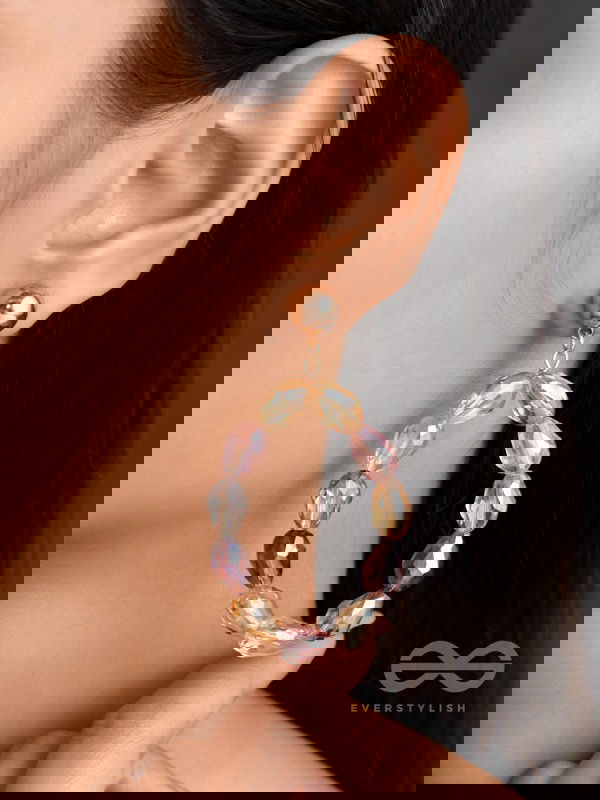 The Glassy Pebbles- Golden Embellished Earrings