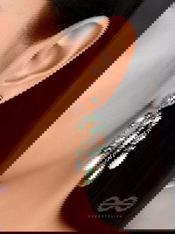 The Ever'green' Beauty- Golden Embellished Earrings