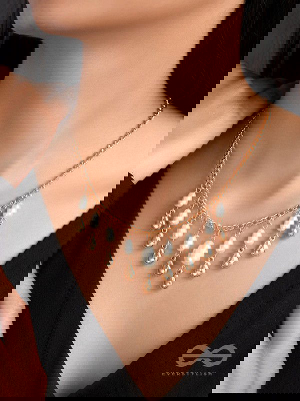 The Rainmaker- Golden Embellished Necklace With Anti-Tarnish Coating 