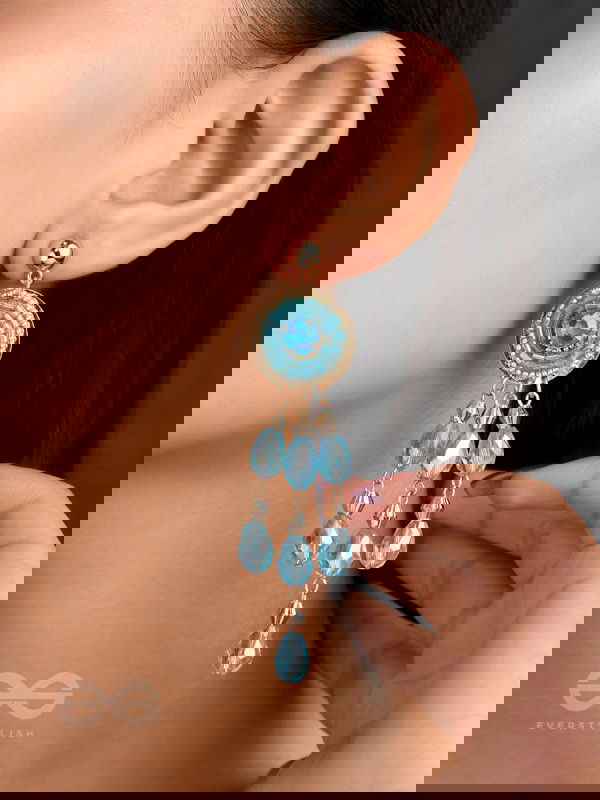 The Elixir Rain- Golden Embellished Earrings