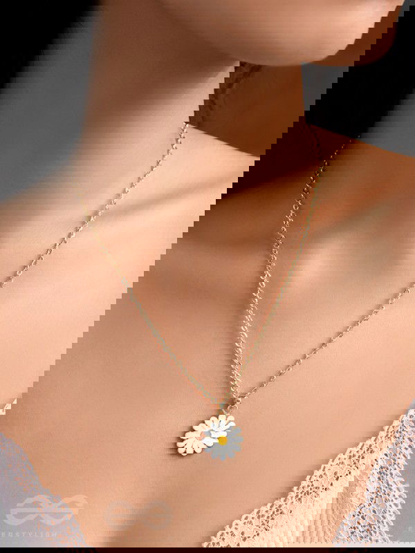 The White Dahlia- Golden Embellished Necklace With Anti-Tarnish Coating 