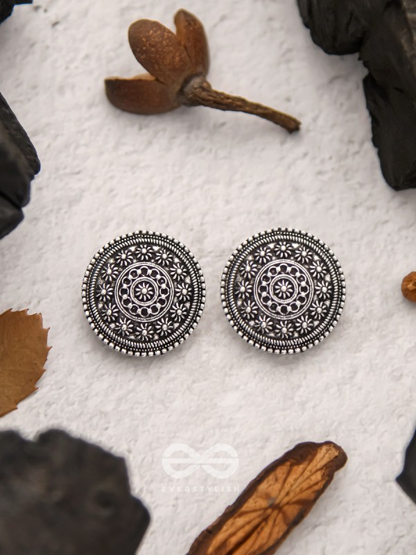 The Ebony Flowerbeds- Oxidised Stud Earrings