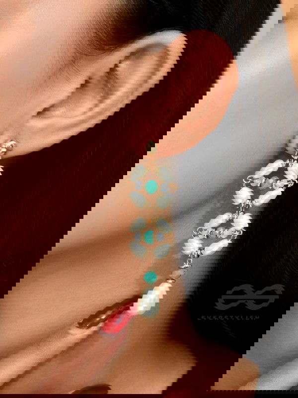 The White Willow- Golden Embellished Pearl Earrings