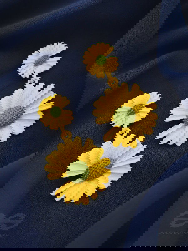 A Field of Flowers - Statement Dangler Earrings (Yellow)