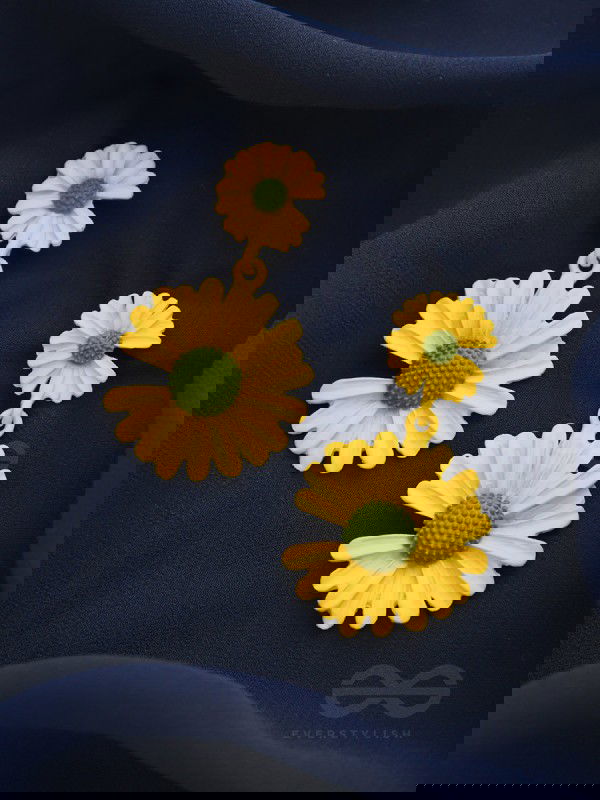 A Field of Flowers - Statement Dangler Earrings (Yellow)