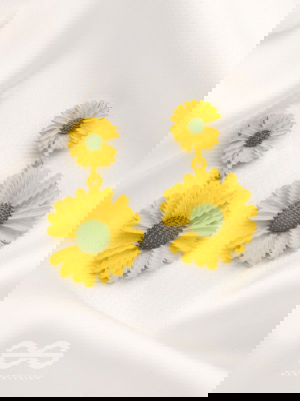 A Field of Flowers - Statement Dangler Earrings (Yellow)