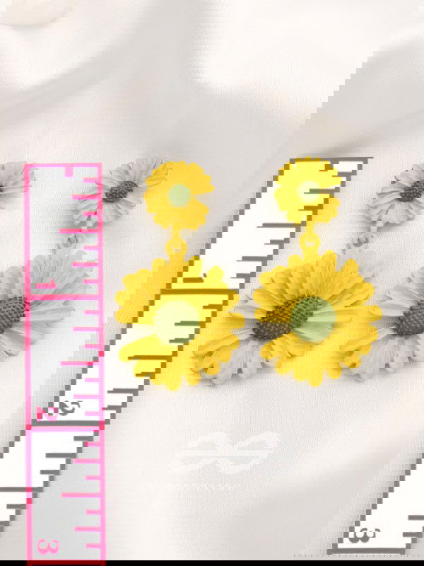 A Field of Flowers - Statement Dangler Earrings (Yellow)