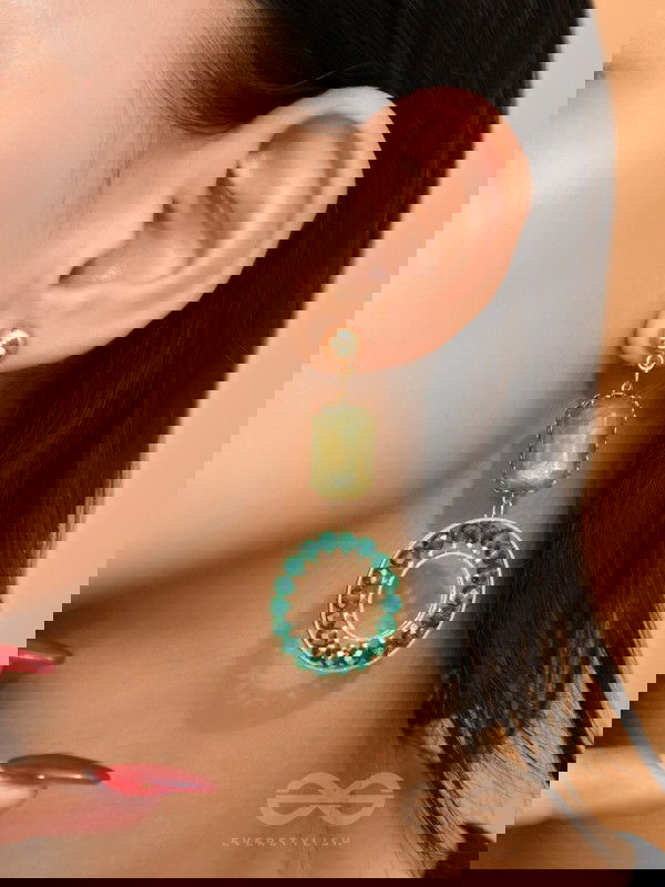 The Geometric Timestoppers- Golden Embellished Earrings