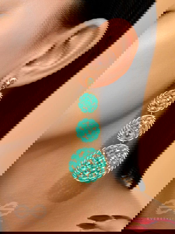 The Intricate Trifecta- Golden Embellished Earrings