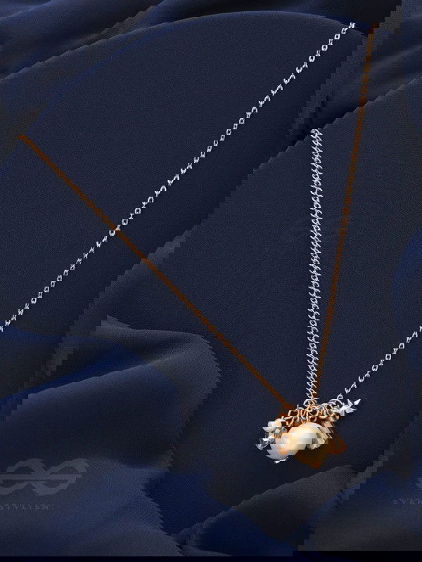 A Piece Of Sky- Golden Pearl Necklace With Anti-Tarnish Coating 