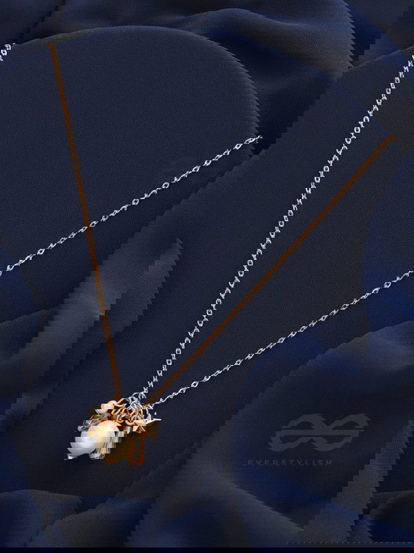 A Piece Of Sky- Golden Pearl Necklace With Anti-Tarnish Coating 