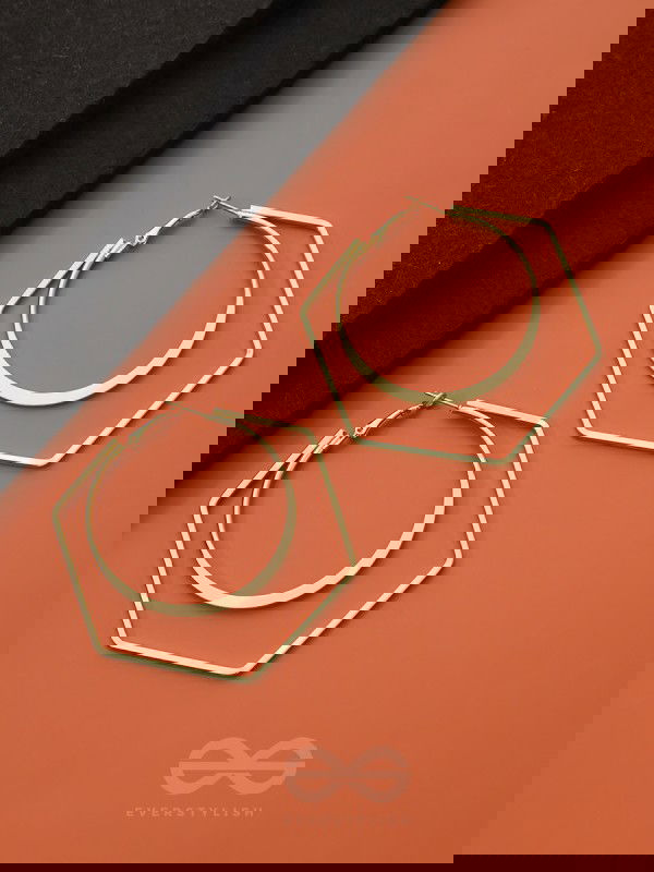 The Layered Geometry - Golden Statement Hoops