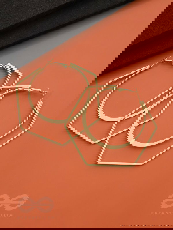 The Layered Geometry - Golden Statement Hoops