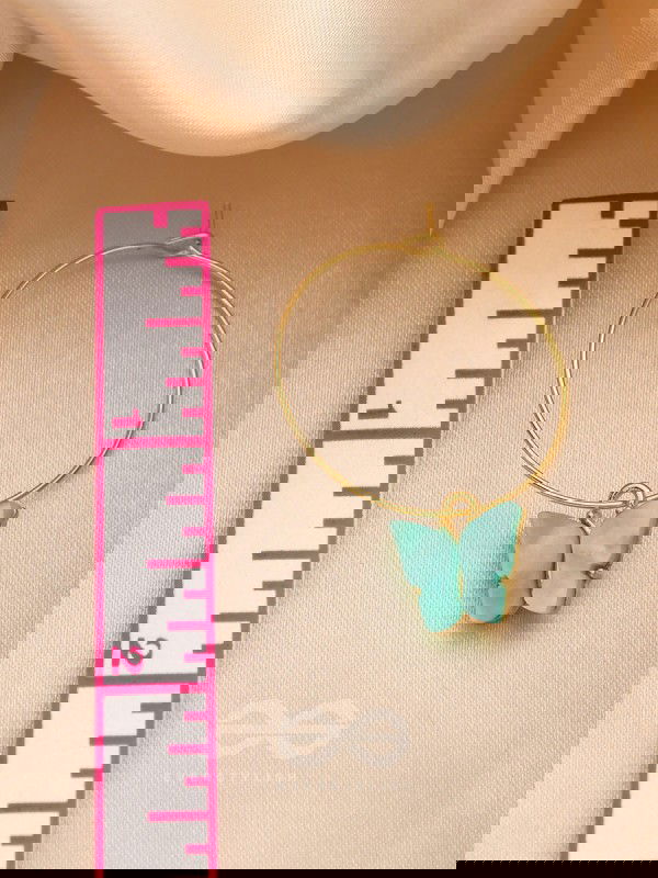 The Beauteous Butterfly Hoops (Blue) - Golden Casual Earrings