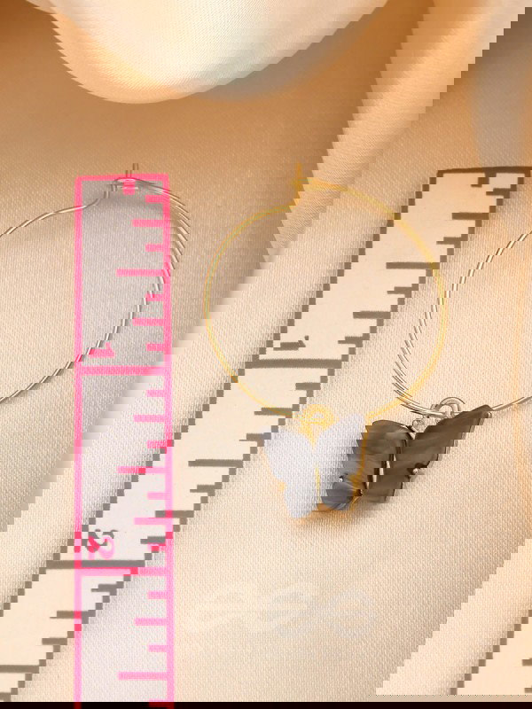 The Beauteous Butterfly Hoops (Grey) - Golden Casual Earrings