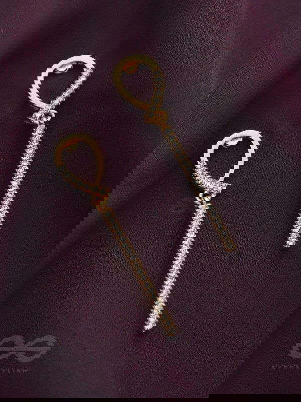 Gems on a stick Golden Dangler Earrings 