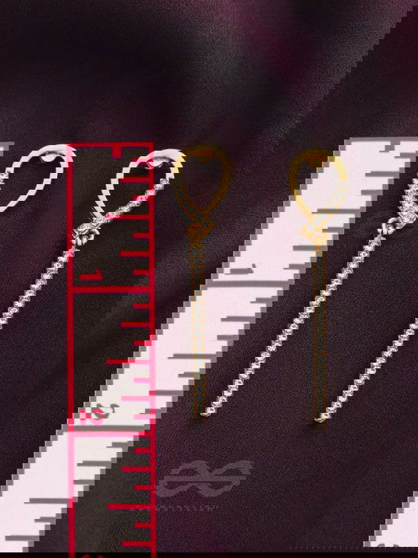 Gems on a stick Golden Dangler Earrings 