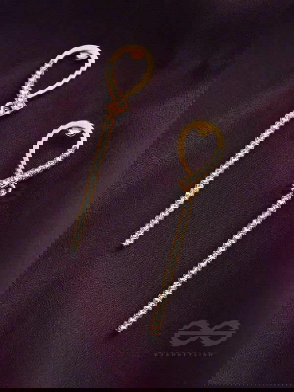 Gems on a stick Golden Dangler Earrings 